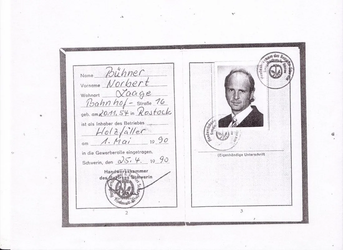 Historische Gewerbekarte von Norbert Bühner aus dem Jahr 1990